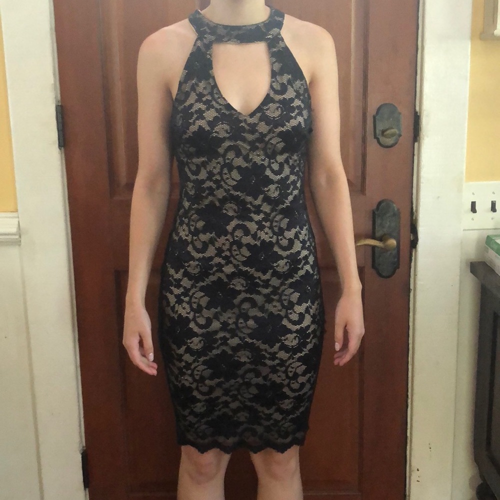 Emerald sundae women’s black/nude keyhole dress